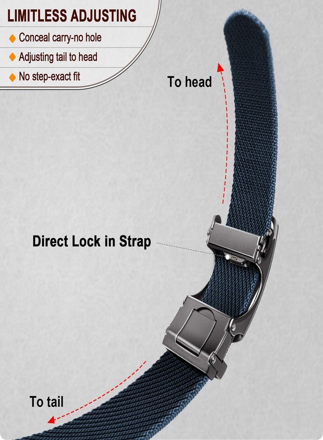 KS Mens Belt 2 Pack, Ratchet Elastic Belt Stretch Nylon For Men Casual Golf Sports,Stepless Precise Fit(Black/Purplish Blue,38"-42" Waist Adjustable) - Image 3