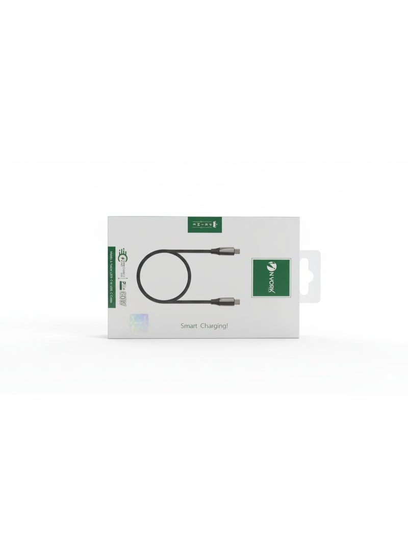 Nyork 60W Type-C to Type-C Super Fast Charging Cable – Smart Power Delivery & Durable Braided Design - Image 1