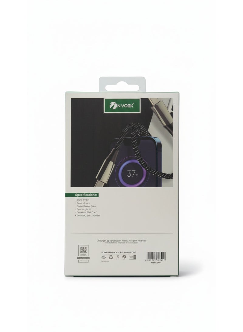 Nyork 60W Type-C to Type-C Super Fast Charging Cable – Smart Power Delivery & Durable Braided Design - Image 2