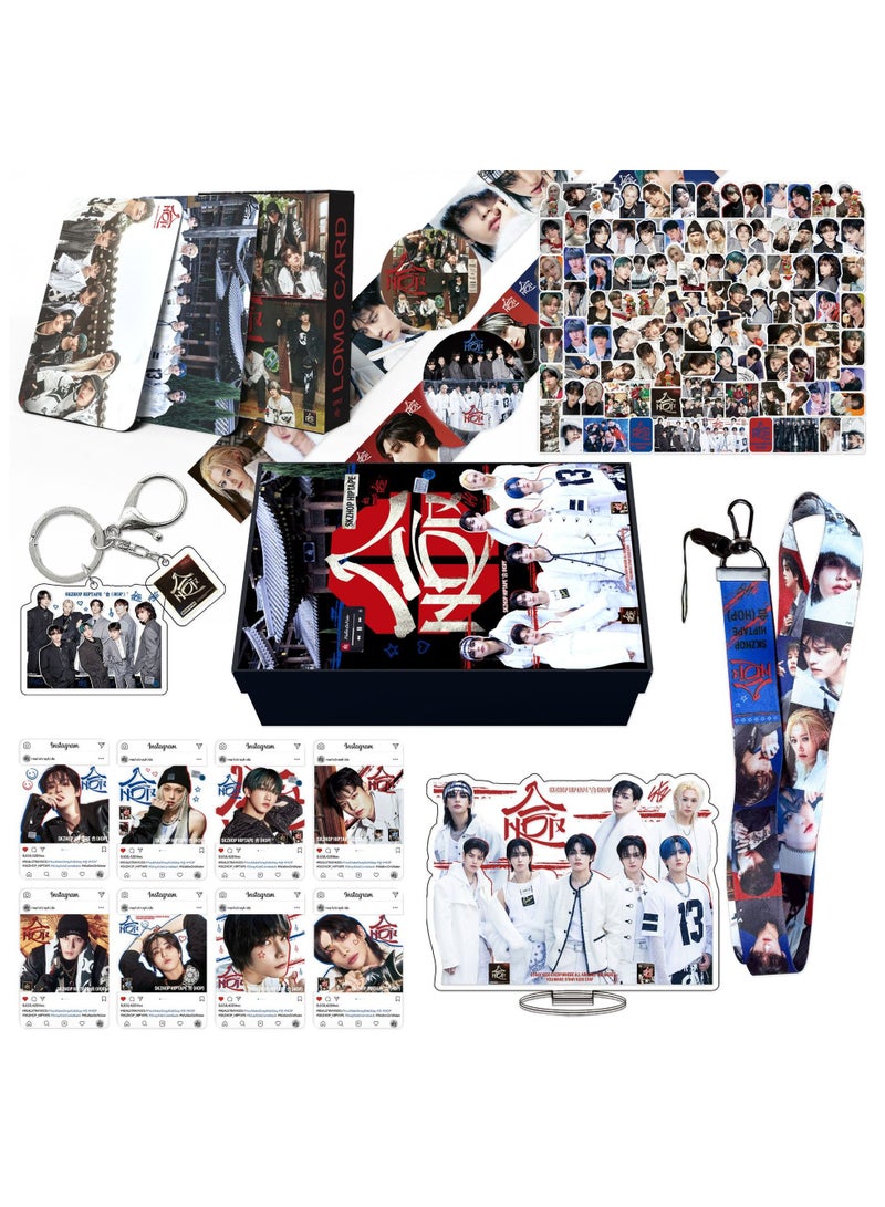 EHOME Stray Kids Album HOP Gift Box With Lomo Cards, Acrylic Stand, Hand Account Tape, Keychain, Lanyard, Stickers, Photo Card - Image 1