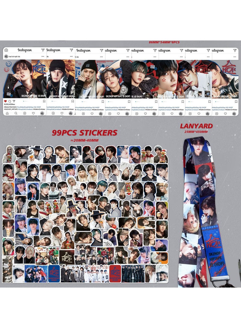 EHOME Stray Kids Album HOP Gift Box With Lomo Cards, Acrylic Stand, Hand Account Tape, Keychain, Lanyard, Stickers, Photo Card - Image 3
