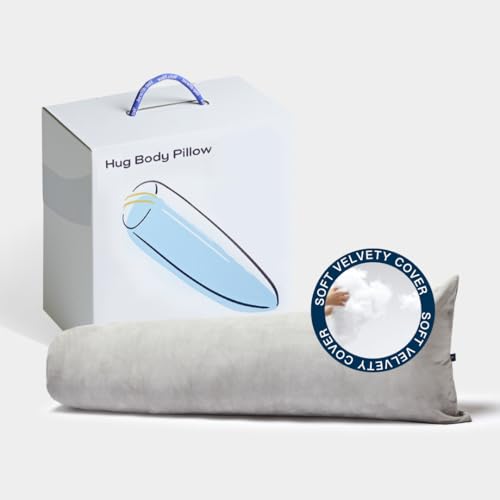 Vesta Hug Body Pillow, Cozy Velvety Cover, Ergonomic Twist Design for Shoulder, Back, and Leg Comfort, Perfect as Lumbar, Bolster, or Maternity Pillow, Generous Size for All - Cloud Grey (Pack of 1) - Image 1