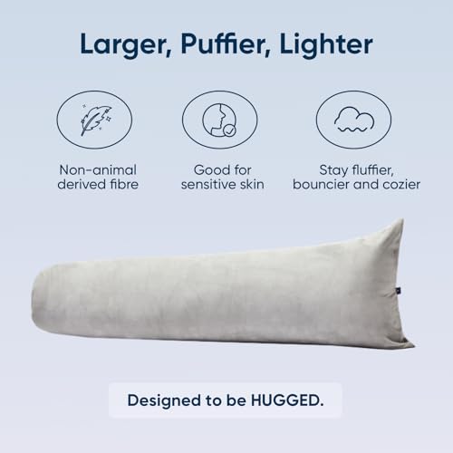 Vesta Hug Body Pillow, Cozy Velvety Cover, Ergonomic Twist Design for Shoulder, Back, and Leg Comfort, Perfect as Lumbar, Bolster, or Maternity Pillow, Generous Size for All - Cloud Grey (Pack of 1) - Image 3