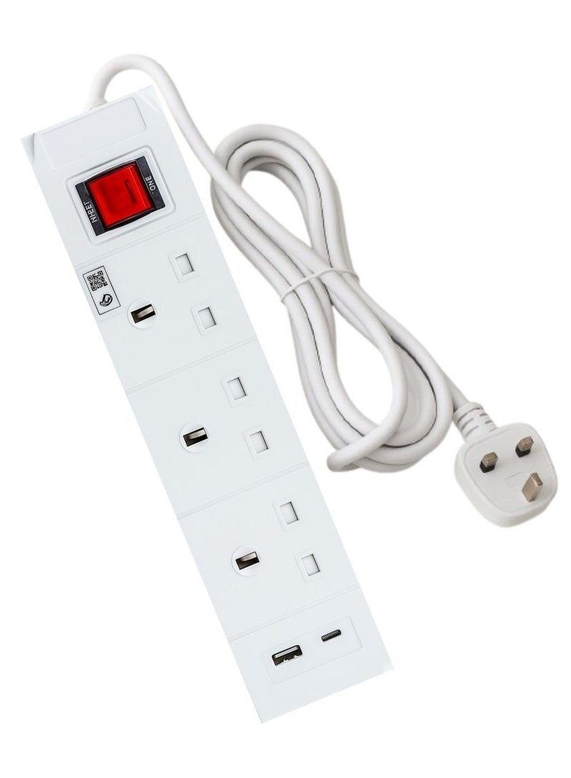 Hi Max Multiple Cord Extension Set with USB & USB-C Charging Ports – 5m Cable, 2990W, Overload Protection, Anti-Fire 750°C, All-Copper Wire, SASOCertified - Image 1