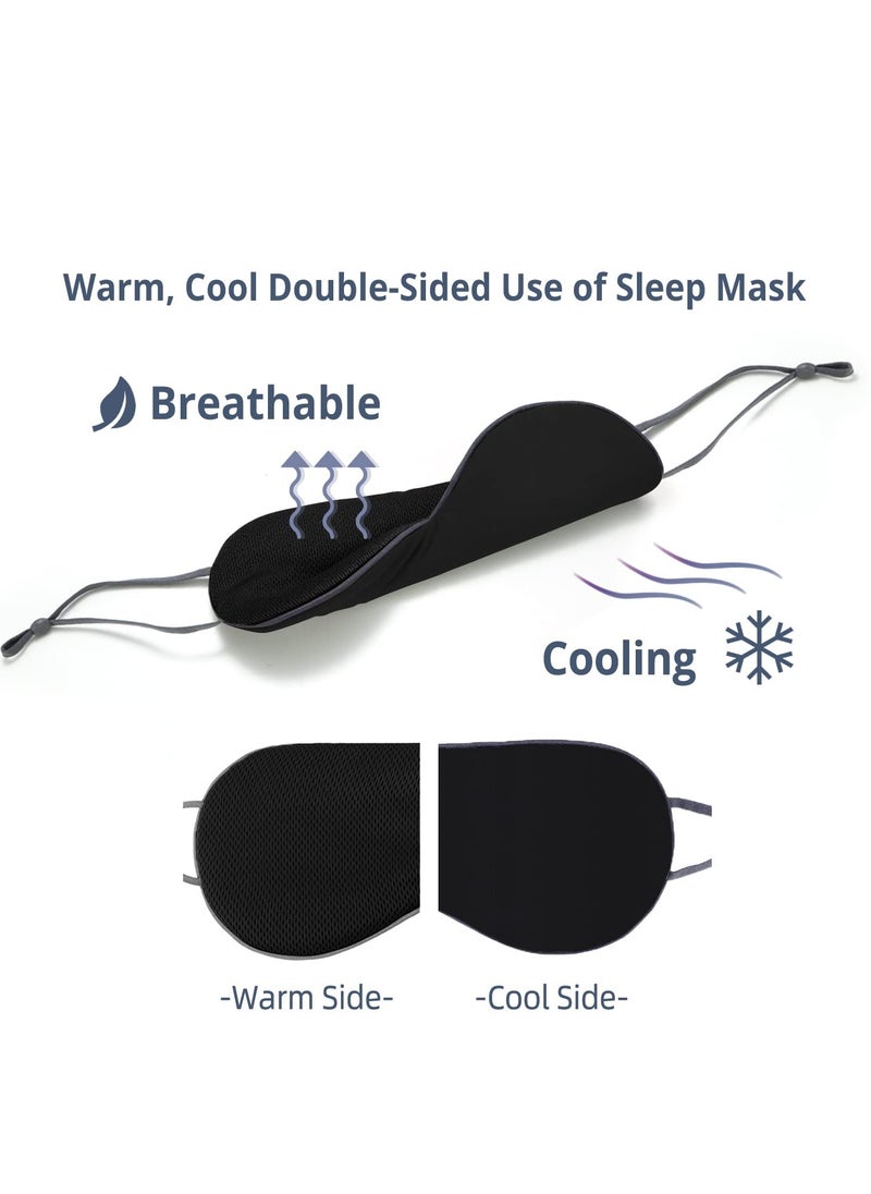 SYOSI - Sleeping Mask 2 Pack, Warm, Cool Double-Sided Use of Sleep Mask, Super Soft Blindfold with Adjustable Strap, Block out Light, Comfort Sleep Eye Mask for Travel Meditation Nap (Black) - Image 1
