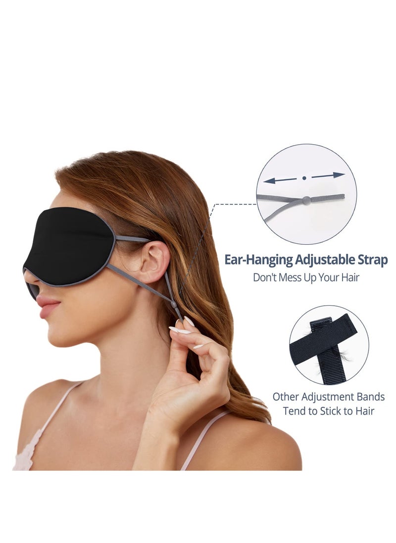 SYOSI - Sleeping Mask 2 Pack, Warm, Cool Double-Sided Use of Sleep Mask, Super Soft Blindfold with Adjustable Strap, Block out Light, Comfort Sleep Eye Mask for Travel Meditation Nap (Black) - Image 1