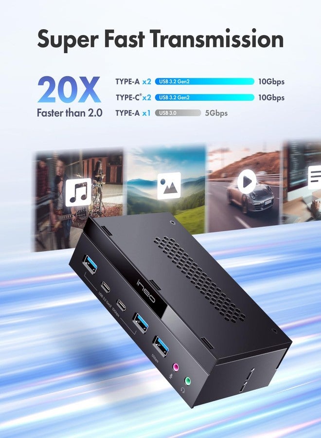 Ineo 5.25" Front Panel USB 3.2 Gen 2 Hub - 2X 10G USB-C, 2X 10G USB-A, 1x USB 3.0 Type-A, Audio & Mic Jack [3570II] - Image 3