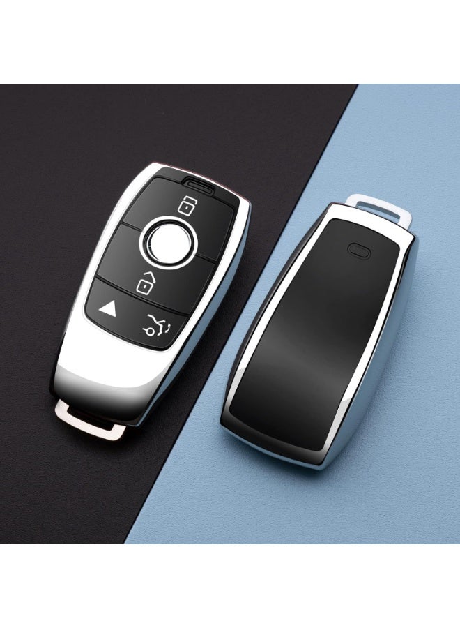 Silver TPU Car Key Fob Cover Compatible with Mercedes Benz 3/4 Button Smart Key - Image 4
