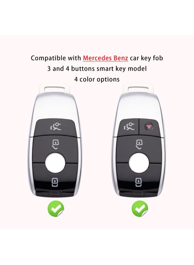 Silver TPU Car Key Fob Cover Compatible with Mercedes Benz 3/4 Button Smart Key - Image 2