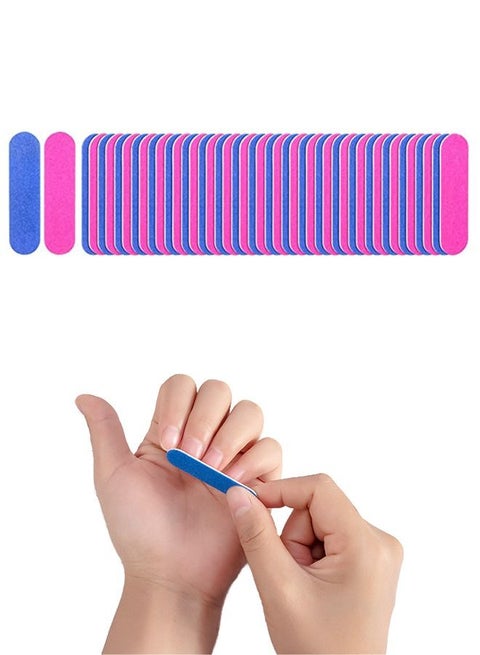 50 Piece Mini Manicure Nail File Set Pink/Blue