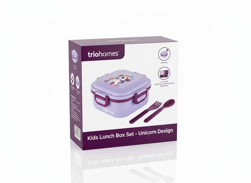 Relanta Kids Snacks Box for School | Tiffin Box | 3 Compartment Fork & Spoon BPA Free Food Grade Ideal for Kids School, Picnic & Outdoor- 800ml Blue, Plastic (levender) - Image 3