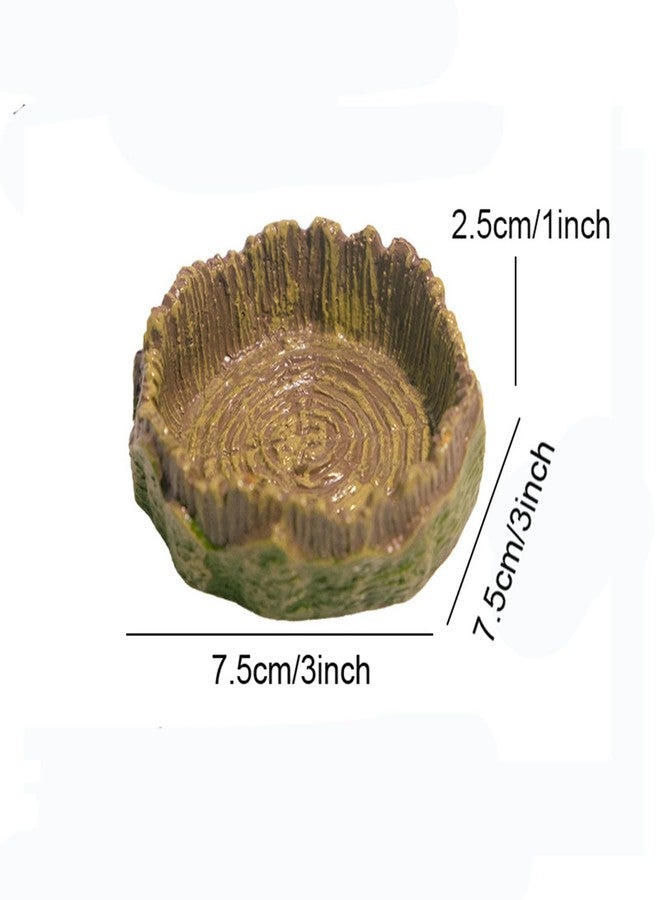 disclean 2 Pack Realistic Resin Reptile Food and Water Bowls Natural Simulation Tree Stump Feeding Dishes for Lizards Snakes Tortoises Geckos Decorative Terrarium Landscaping Accessories for Reptile Habitat - Image 3