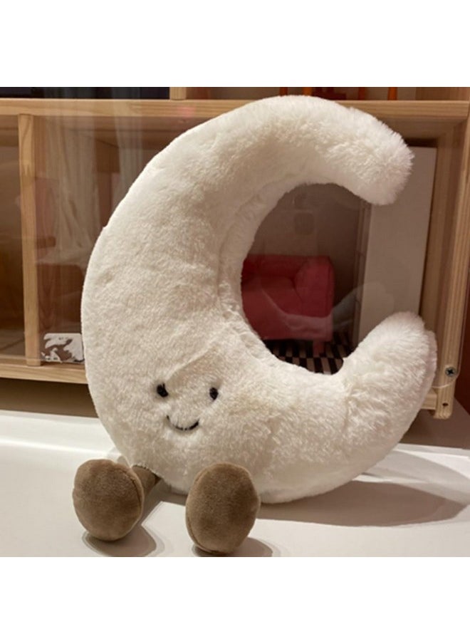OUKEYI - Amuseable Sun Moon Plush Toy,Soft Sun Plush Stuffed Toy, Bedside Sofa Pillows, Used For Home Decoration As Birthday Gifts For Children And Girls (Moon) - Image 1