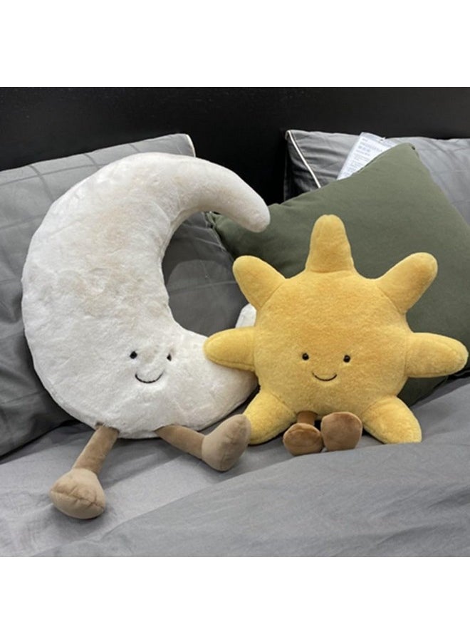 OUKEYI - Amuseable Sun Moon Plush Toy,Soft Sun Plush Stuffed Toy, Bedside Sofa Pillows, Used For Home Decoration As Birthday Gifts For Children And Girls (Moon) - Image 1