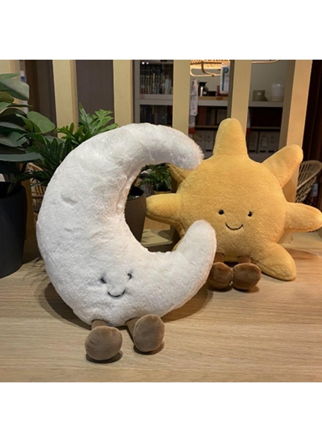 OUKEYI - Amuseable Sun Moon Plush Toy,Soft Sun Plush Stuffed Toy, Bedside Sofa Pillows, Used For Home Decoration As Birthday Gifts For Children And Girls (Moon) - Image 1