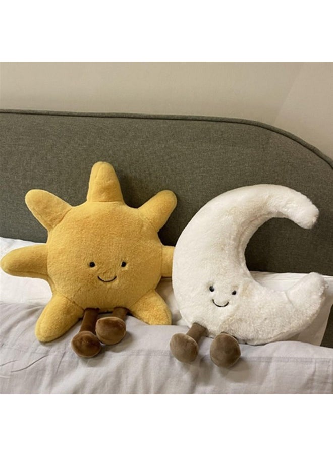 OUKEYI - Amuseable Sun Moon Plush Toy,Soft Sun Plush Stuffed Toy, Bedside Sofa Pillows, Used For Home Decoration As Birthday Gifts For Children And Girls (Moon) - Image 1