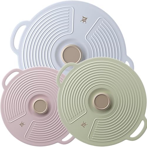 GUANCI Silicone Lids for Bowl 3 Pack Microwave Splatter Cover with 3 Sizes Reusable Heat Resistant Lids Fits Bowls Plates Pots Pans Skillets Stove Top Oven Fridge Dishwasher Safe - Image 1