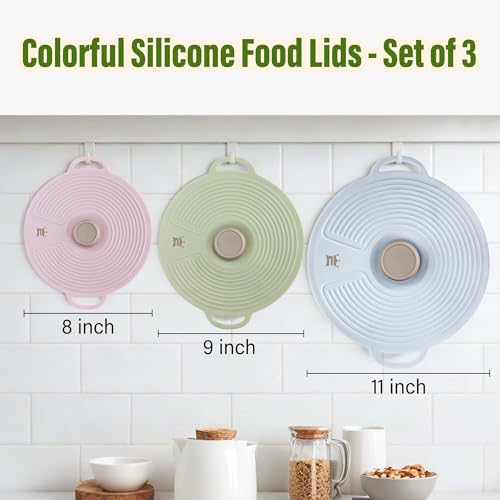 GUANCI Silicone Lids for Bowl 3 Pack Microwave Splatter Cover with 3 Sizes Reusable Heat Resistant Lids Fits Bowls Plates Pots Pans Skillets Stove Top Oven Fridge Dishwasher Safe - Image 3