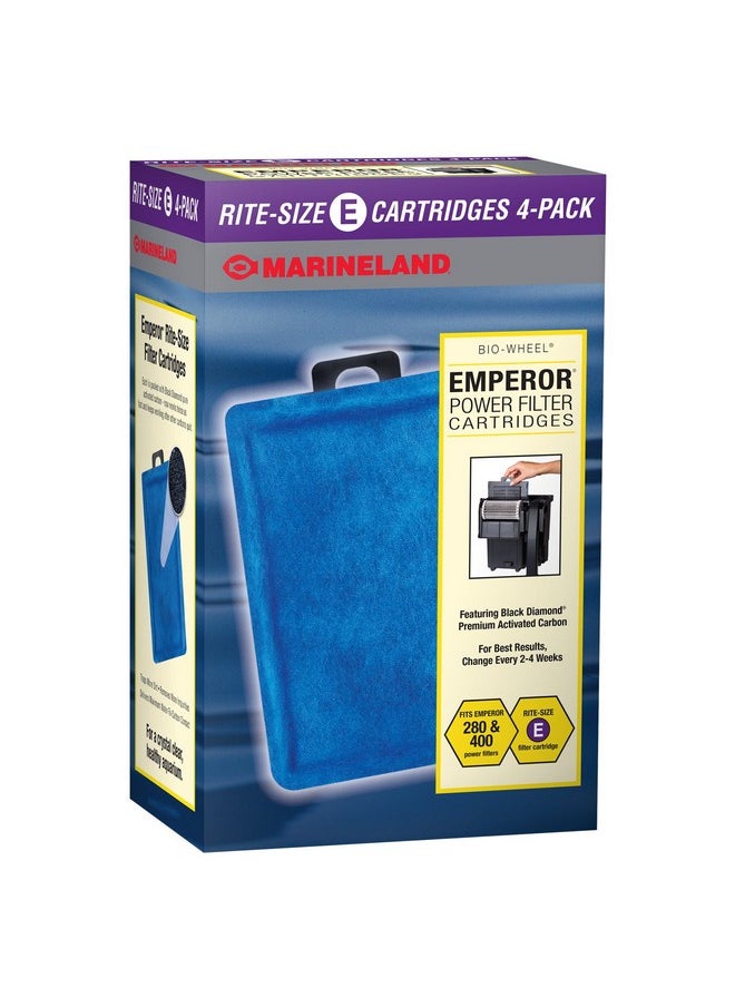 MarineLand - Emperor Power Filter Cartridge RiteSize E, 4 Count, Replacement Cartridge For Aquarium Filtration, E  Purple, 4 Count (Pack Of 1) - Image 1