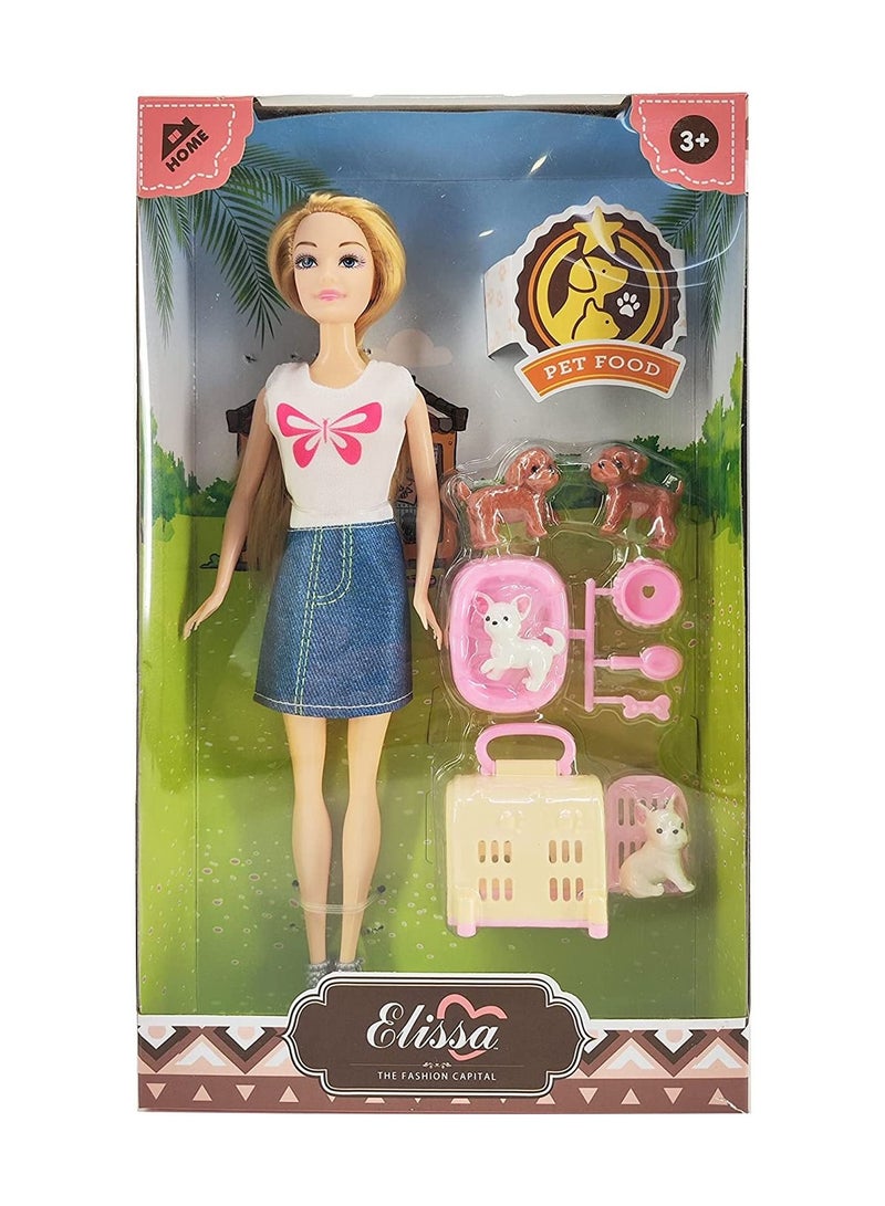 Elissa 11.5  Blond Doll with Playset - Dog Kennel 3 - Image 1