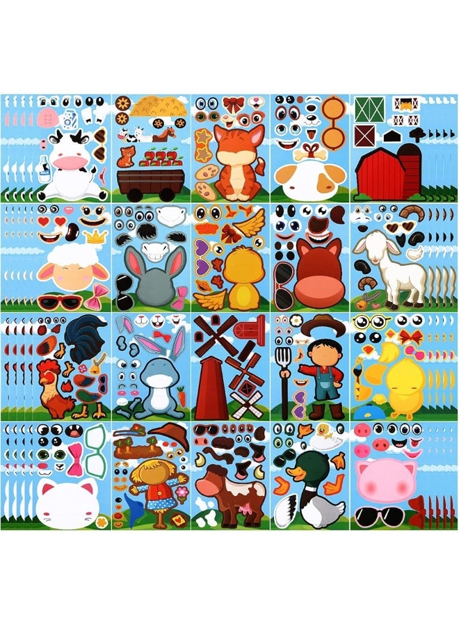 Tudomro Farm Animal Stickers, 100 Pcs Plastic Sheet Decals, Cartoon Style Barnyard Birthday Party Favors Supplies for Kids DIY Art and Craft Projects, Class Rewards - Image 2