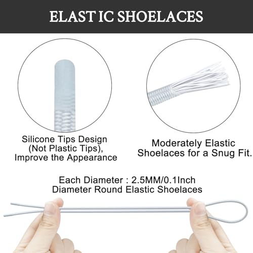 Endoto Elastic Shoelaces for ON Cloud 5 & 6 No Tie Replacements Shoes Laces Stretchy Bungee Running Training(Color:Glacier,Size:26Inch) - Image 5