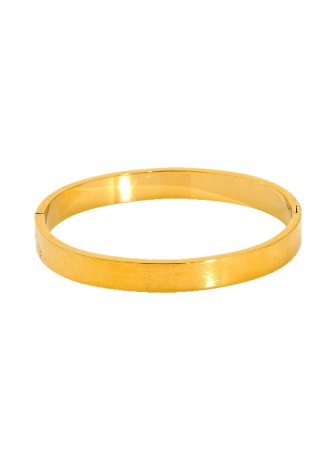 AMETOER Stainless Steel Round Buckle Bracelet | High-End Niche Design | 18K Gold Plated Polished Fashion Jewelry - Image 1