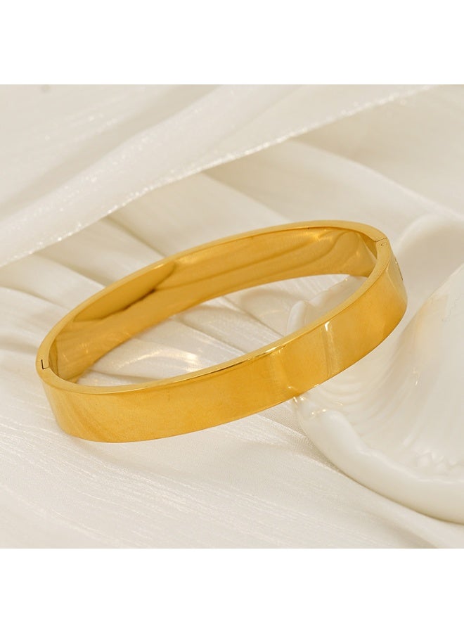 AMETOER Stainless Steel Round Buckle Bracelet | High-End Niche Design | 18K Gold Plated Polished Fashion Jewelry - Image 4