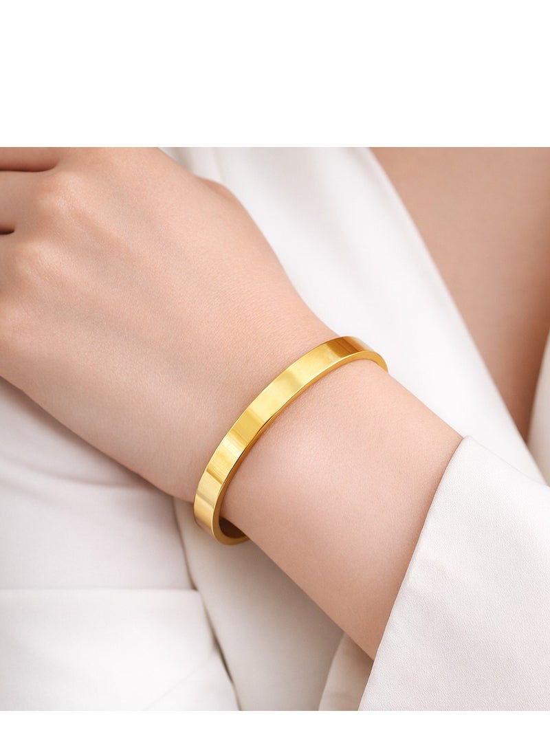AMETOER Stainless Steel Round Buckle Bracelet | High-End Niche Design | 18K Gold Plated Polished Fashion Jewelry - Image 3