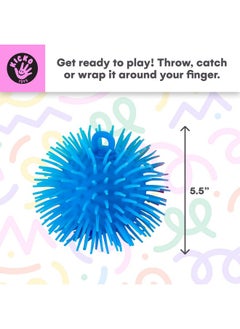 Kicko Kicko 5.5" Puffer Balls for Kids - 12 Pack with Assorted Colors - Blue, Green, Orange, Yellow, Pink and Purple, with Loop - Sensory Stress Relief and Therapy Toy - Party Favors, Goody Bag Filler  - Image 2