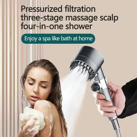 PJET Tubro Shower Filter for Hard Water for Hair | 2-in-1 Black Handheld Shower Head for Bathroom with Filter | 3-Mode High Pressure Spray | Hard Water Softener Set with Pause Button - Image 3