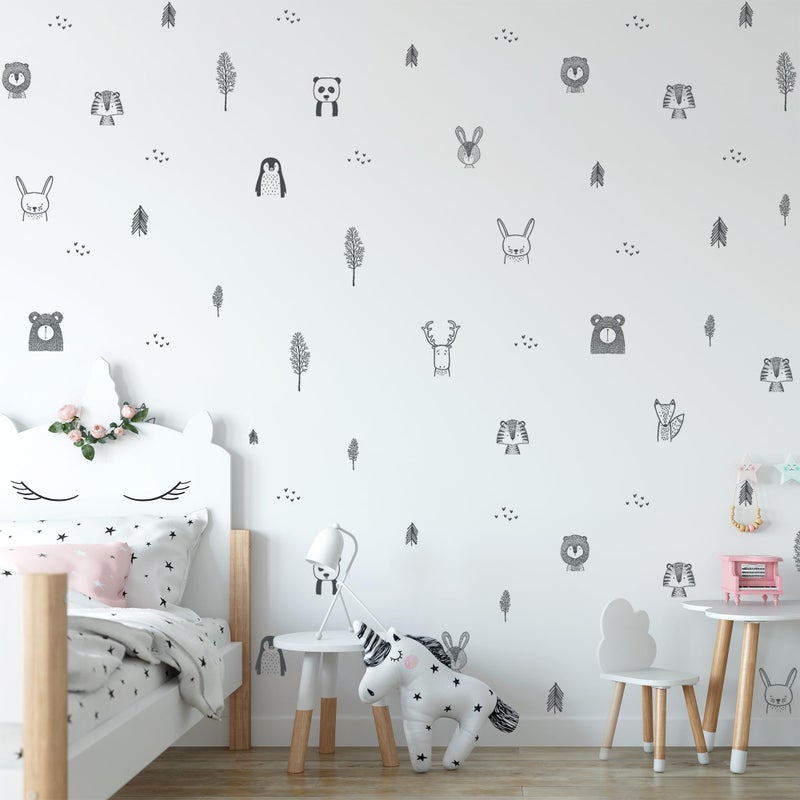 moby Baby RyRo London Stylish Animal Wall Stickers - Nursery, Toddler, Kids Jungle Wall Stickers with Adorable Safari Animal Designs. Easy to Apply Baby Wall Stickers. Designed by Parents in The UK - Image 1