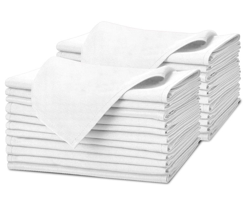 Cloth Napkins Pack of 24  White Napkin 17x17 Inches Linen Napkins  100 Polyester Dinner Napkins Durable and Absorbent with Hemmed Edges Ideal for Parties and Wedding