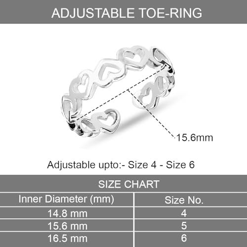 LeCalla خواتم أصابع متعددة القلوب قابلة للتعديل من ليكالا 925 فضة استرلينية مقطوعة للنساء - Image 4