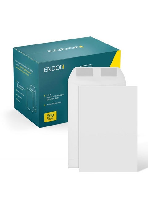 6X9 Mailing Envelopes 500 Pack Open End Envelopes Bulk For Catalogs Presentations Newsletters Plain Envelopes 6X9 With Gummed Seal Bright White 28Lb Heavyweight Paper