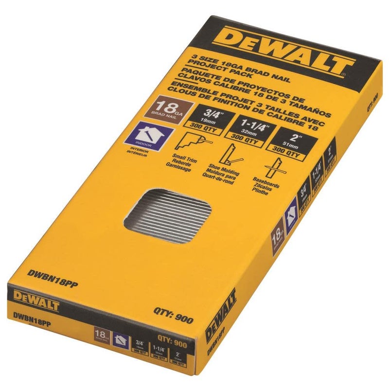 DeWalt DWBN18PP 18 Gauge Brad Nail Project Pack, Sizes 3/4", 1-1/4", and 2" - Image 5