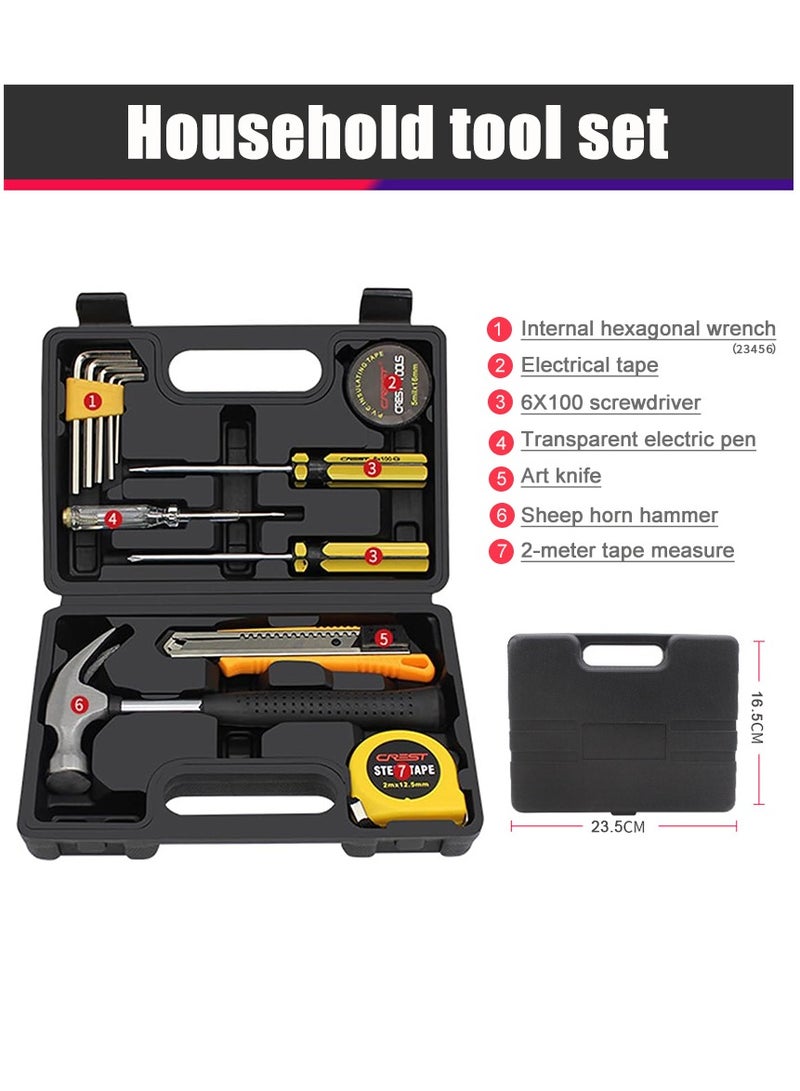 Crest 12-Piece Portable Tool Kit Household Hand Toolbox General Repair Set - Image 2