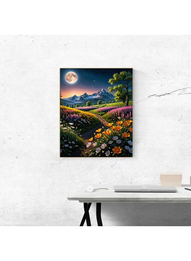 ldazao Flower Paint by Numbers Kit for Adults Beginner Moon Paint by Number Kits Acrylic On Canvas Tree Oil Painting Kit Adults' Paint-by-Number Kits for Gift Home Wall Decor 16x20 Inch - Image 4