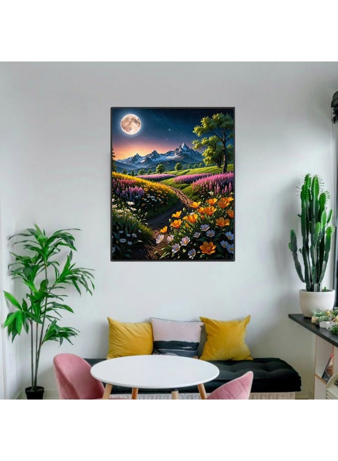 ldazao Flower Paint by Numbers Kit for Adults Beginner Moon Paint by Number Kits Acrylic On Canvas Tree Oil Painting Kit Adults' Paint-by-Number Kits for Gift Home Wall Decor 16x20 Inch - Image 3