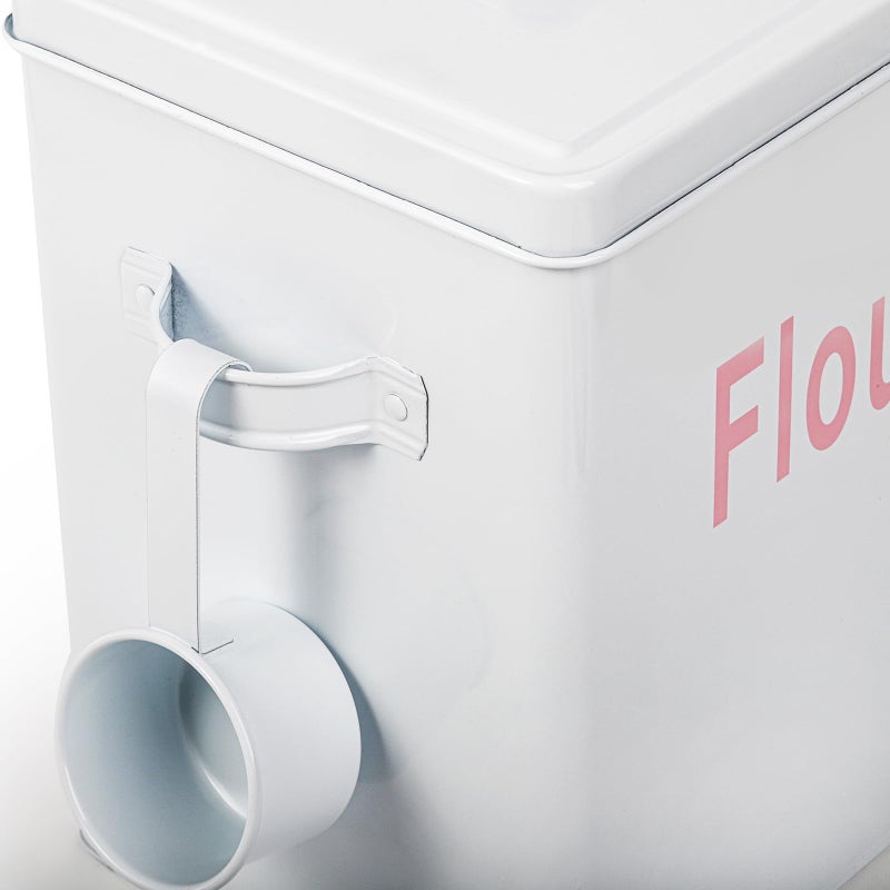 Youeon 200 Oz/25 Cup Metal Flour Storage Container with Airtight Lid and Measuring Scoop, Square Flour Canister with Handle, White Flour Canister for Kitchen Counter, Farmhouse Decor - Image 5