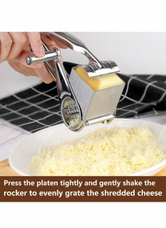 Excefore Rotary Cheese Grater, Stainless Steel Rotary Cheese Grater,Handheld Rotary Grater Handheld Rotating Cheese Grater, for Grating Hard Cheese Chocolate Nuts Kitchen Tool with 4 Stainless Drum, Set of 5  - Image 3