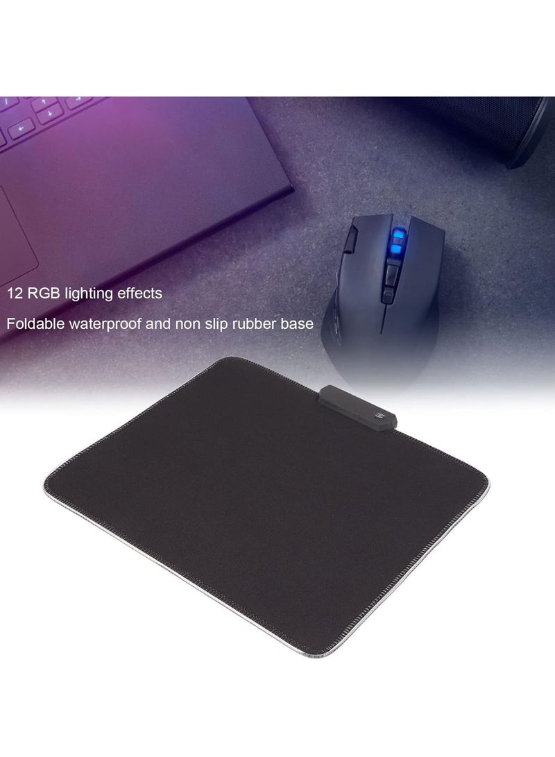 GGOOT RGB Gaming Mouse Pad, RGB Gaming Mouse Mat Pad Waterproof Office Desktop Mat 12 Lighting Effects USB Wired LED Mat for PC, Laptop, Desk (300x250x4mm/11.8x9.8x0.2in) - Image 4