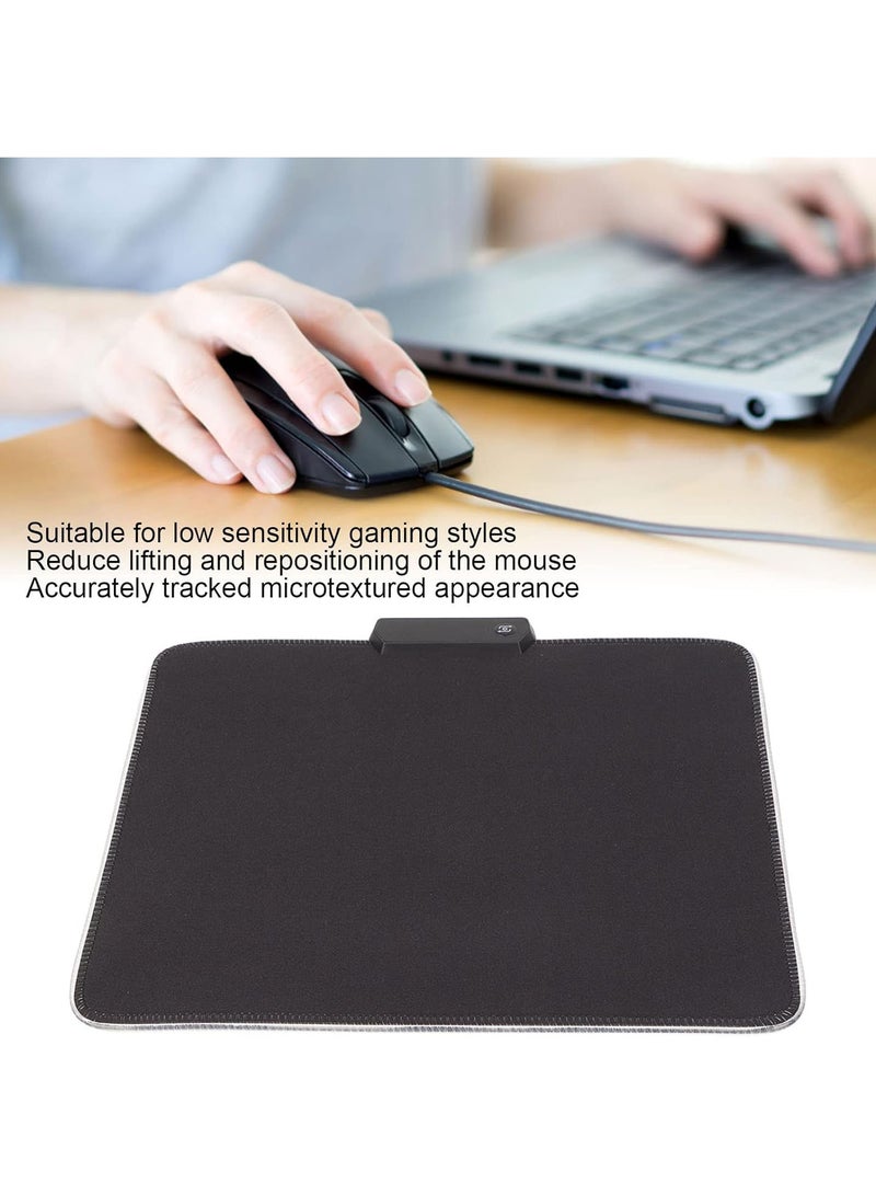 GGOOT RGB Gaming Mouse Pad, RGB Gaming Mouse Mat Pad Waterproof Office Desktop Mat 12 Lighting Effects USB Wired LED Mat for PC, Laptop, Desk (300x250x4mm/11.8x9.8x0.2in) - Image 2