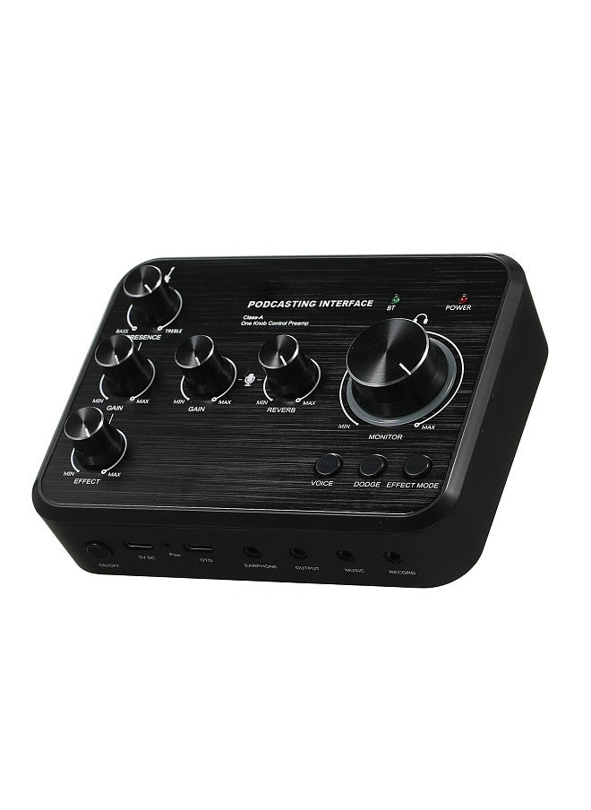 Professional Sound Card for Instrument Playing and Singing Rechargeable Podcast Production Studio One Knob Control Preamp Live Sound Card with 5 Sound Effects for Karaoke Singing for Phone Laptop Computer Gaming Live Streaming with XLR Microphone Jack 48V Phantom Power