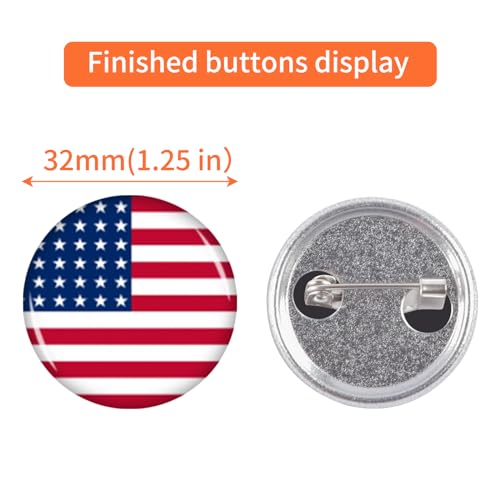 MK.Bear 500 Sets Blank Metal Button Making Supplies Badge Parts, 32mm/1.25 inch Round Metal Button Kit for Button Maker Machine, Including Metal Shells Metal Back Cover Clear Film and Paper - Image 5