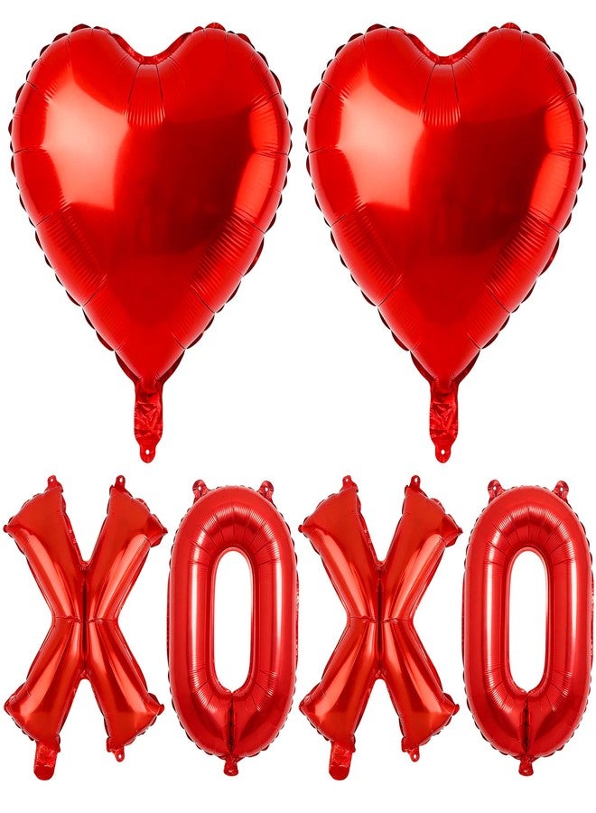 بالونات XOXO لعيد الحب - بالونات مايلر مقاس 16 بوصة، بالون على شكل قلب أحمر، بالون على شكل قلب، زينة عيد الحب لدعائم التصوير، زينة حفلات الزفاف، وحفلات الصديقات، وحفلات عيد الحب. - Image 1