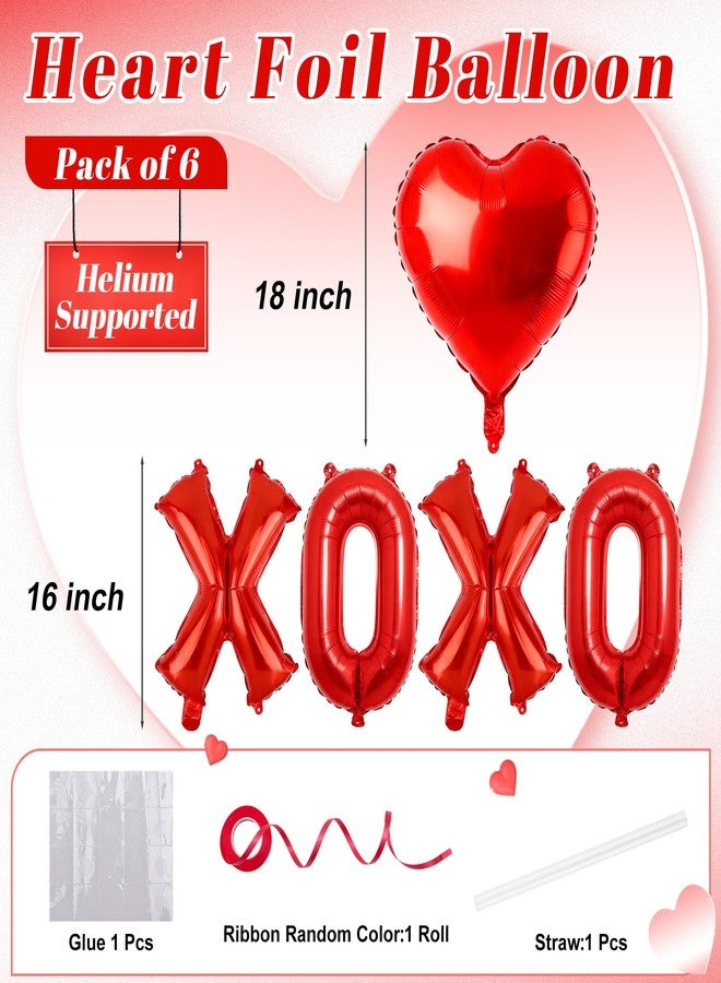 بالونات XOXO لعيد الحب - بالونات مايلر مقاس 16 بوصة، بالون على شكل قلب أحمر، بالون على شكل قلب، زينة عيد الحب لدعائم التصوير، زينة حفلات الزفاف، وحفلات الصديقات، وحفلات عيد الحب. - Image 3