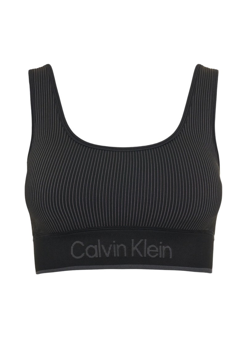 CALVIN KLEIN Women's Medium Impact Sports Bra - Polyamide, Black  - Image 1