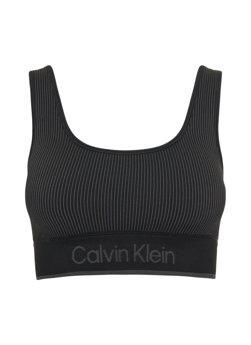 CALVIN KLEIN Women's Medium Impact Sports Bra - Polyamide, Black