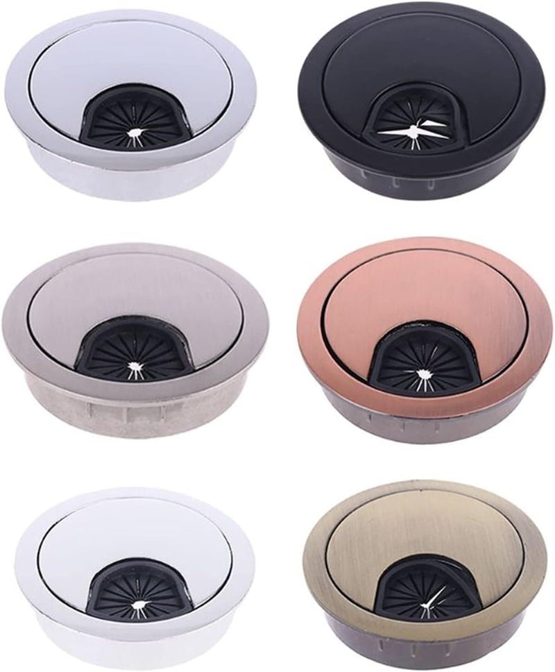 Desk Hole Cover,Cable Grommet, 2 Pcs Zinc Alloy Base Computer Grommet Table Cable Outlet Port Surface Line Holder 50/53/60/80mm(Wit,53mm) - Image 2